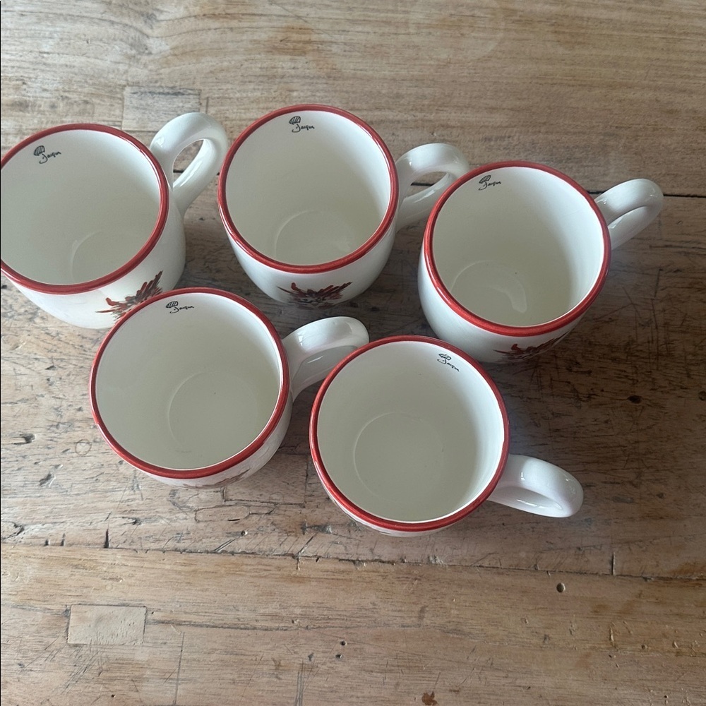Jacques Pépin Sur La Table Handcrafted Italian Rooster Mug Set of 5 - Picture 5 of 11